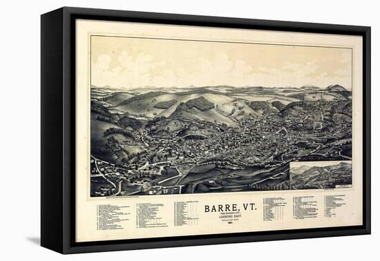 1891, Barre Bird's Eye View, Vermont, United States-null-Framed Stretched Canvas