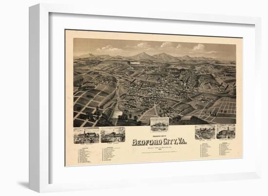 1891, Bedford City Bird's Eye View, Virginia, United States-null-Framed Giclee Print