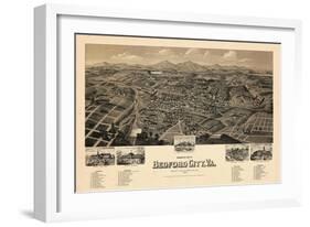 1891, Bedford City Bird's Eye View, Virginia, United States-null-Framed Giclee Print