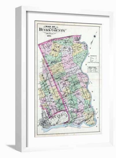 1891, Bucks County Map, Pennsylvania, United States-null-Framed Giclee Print