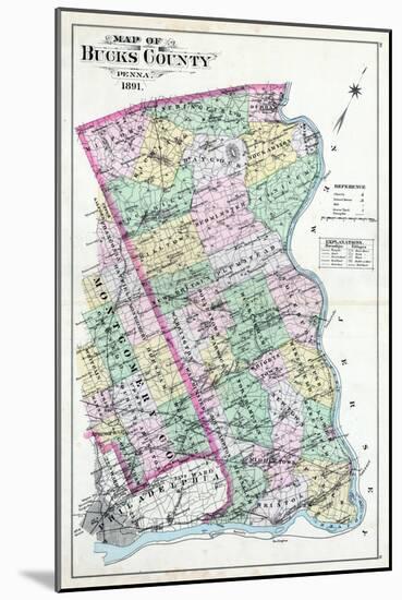 1891, Bucks County Map, Pennsylvania, United States-null-Mounted Giclee Print