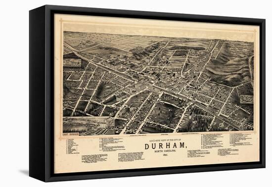 1891, Durham Bird's Eye View, North Carolina, United States-null-Framed Stretched Canvas