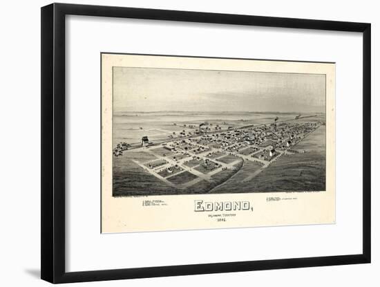 1891, Edmond Bird's Eye View, Oklahoma, United States-null-Framed Giclee Print