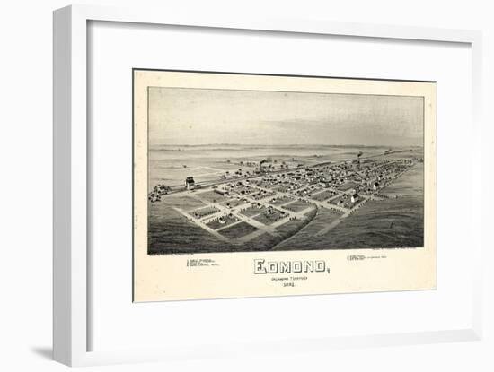 1891, Edmond Bird's Eye View, Oklahoma, United States-null-Framed Giclee Print