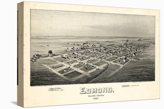 1891, Edmond Bird's Eye View, Oklahoma, United States-null-Stretched Canvas