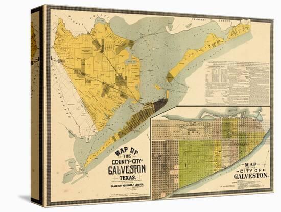 1891, Galveston County Wall Map, Texas, United States-null-Stretched Canvas