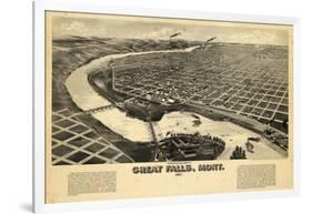 1891, Great Falls Bird's Eye View, Montana, United States-null-Framed Giclee Print