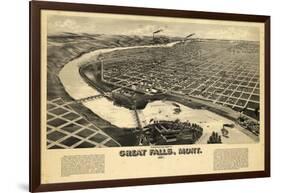 1891, Great Falls Bird's Eye View, Montana, United States-null-Framed Giclee Print