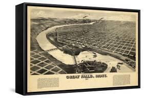 1891, Great Falls Bird's Eye View, Montana, United States-null-Framed Stretched Canvas