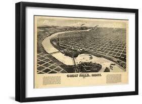 1891, Great Falls Bird's Eye View, Montana, United States-null-Framed Giclee Print