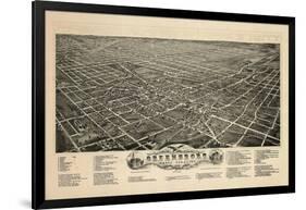 1891, Greensboro Bird's Eye View, North Carolina, United States-null-Framed Giclee Print