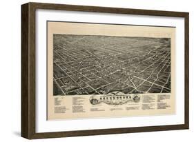 1891, Greensboro Bird's Eye View, North Carolina, United States-null-Framed Giclee Print