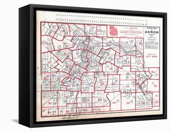 1891, Index Map - Akron Street Map, Ohio, United States-null-Framed Stretched Canvas