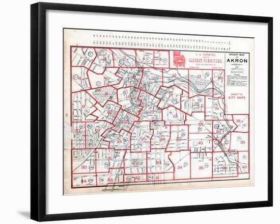 1891, Index Map - Akron Street Map, Ohio, United States-null-Framed Giclee Print