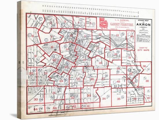 1891, Index Map - Akron Street Map, Ohio, United States-null-Stretched Canvas