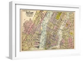 1891, New York, Map, Brooklyn, Jersey City, New York, United States-null-Framed Giclee Print