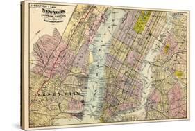 1891, New York, Map, Brooklyn, Jersey City, New York, United States-null-Stretched Canvas
