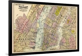 1891, New York, Map, Brooklyn, Jersey City, New York, United States-null-Framed Giclee Print