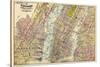 1891, New York, Map, Brooklyn, Jersey City, New York, United States-null-Stretched Canvas