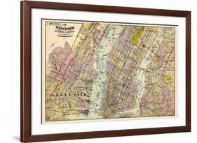 1891, New York, Map, Brooklyn, Jersey City, New York, United States-null-Framed Giclee Print