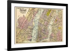 1891, New York, Map, Brooklyn, Jersey City, New York, United States-null-Framed Giclee Print