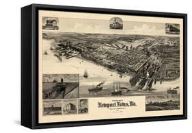 1891, Newport News Bird's Eye View, Virginia, United States-null-Framed Stretched Canvas