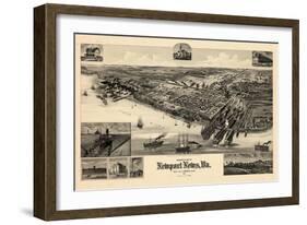 1891, Newport News Bird's Eye View, Virginia, United States-null-Framed Giclee Print