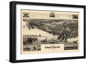 1891, Newport News Bird's Eye View, Virginia, United States-null-Framed Giclee Print