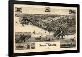 1891, Newport News Bird's Eye View, Virginia, United States-null-Framed Giclee Print