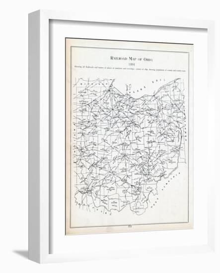 1891, Ohio Railroad Map, Ohio, United States-null-Framed Giclee Print