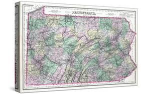 1891, Pennsylvania State Map, Pennsylvania, United States-null-Stretched Canvas