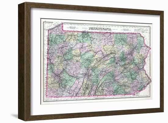 1891, Pennsylvania State Map, Pennsylvania, United States-null-Framed Giclee Print