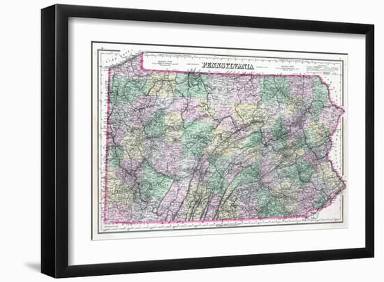 1891, Pennsylvania State Map, Pennsylvania, United States-null-Framed Giclee Print