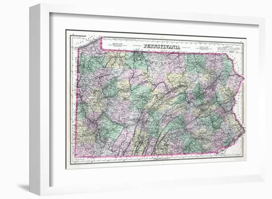 1891, Pennsylvania State Map, Pennsylvania, United States-null-Framed Giclee Print