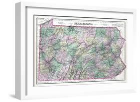 1891, Pennsylvania State Map, Pennsylvania, United States-null-Framed Giclee Print