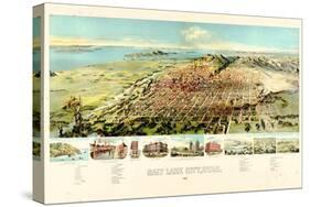 1891, Salt Lake City Bird's Eye View, Utah, United States-null-Stretched Canvas