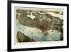 1891, Seattle Bird's Eye View, Washington, United States-null-Framed Giclee Print