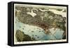 1891, Seattle Bird's Eye View, Washington, United States-null-Framed Stretched Canvas