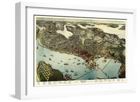 1891, Seattle Bird's Eye View, Washington, United States-null-Framed Giclee Print