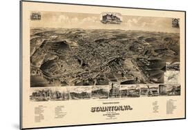 1891, Staunton Bird's Eye View, Virginia, United States-null-Mounted Giclee Print