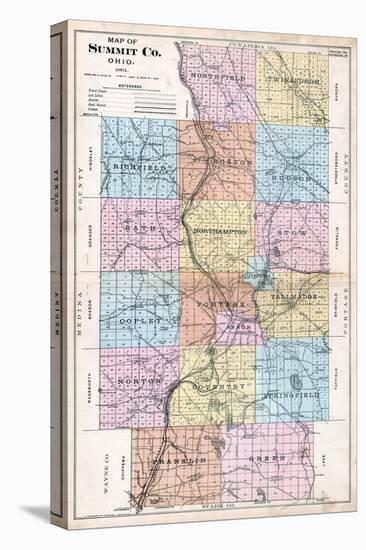 1891, Summit County Map, Ohio, United States-null-Stretched Canvas