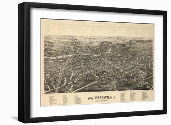 1891, Watertown 1891 Bird's Eye View, New York, United States-null-Framed Giclee Print