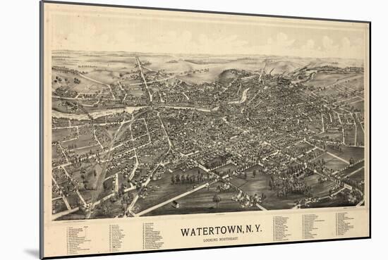 1891, Watertown 1891 Bird's Eye View, New York, United States-null-Mounted Giclee Print