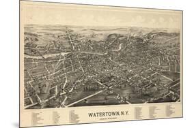 1891, Watertown 1891 Bird's Eye View, New York, United States-null-Mounted Giclee Print