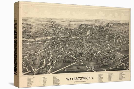 1891, Watertown 1891 Bird's Eye View, New York, United States-null-Stretched Canvas