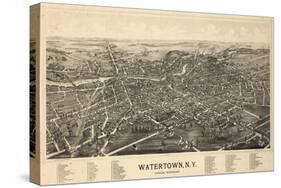 1891, Watertown 1891 Bird's Eye View, New York, United States-null-Stretched Canvas