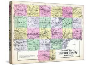 1892, Bureau County Outline Map, Illinois, United States-null-Stretched Canvas