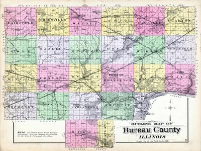Bureau County Il Map 1892, Bureau County Outline Map, Illinois, United States' Giclee Print |  Allposters.com