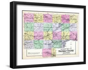 1892, Bureau County Outline Map, Illinois, United States-null-Framed Giclee Print