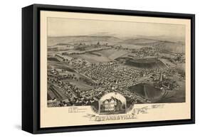 1892, Edwardsville Bird's Eye View, Pennsylvania, United States-null-Framed Stretched Canvas